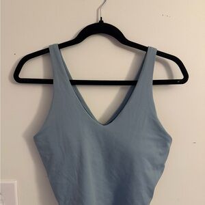 All in Motion Blue Fitted Backless Tank Top